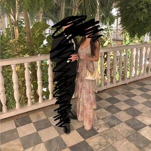 Astr the Label Rosana Floral Tiered Ruffle dress Small